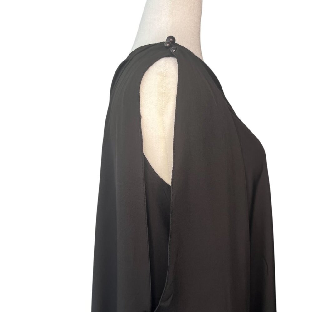 Black One-Shoulder Beaded Maxi Dress w/ Cloak Sleeve – Size XL (NWOT) – GWP - Picture 2 of 8